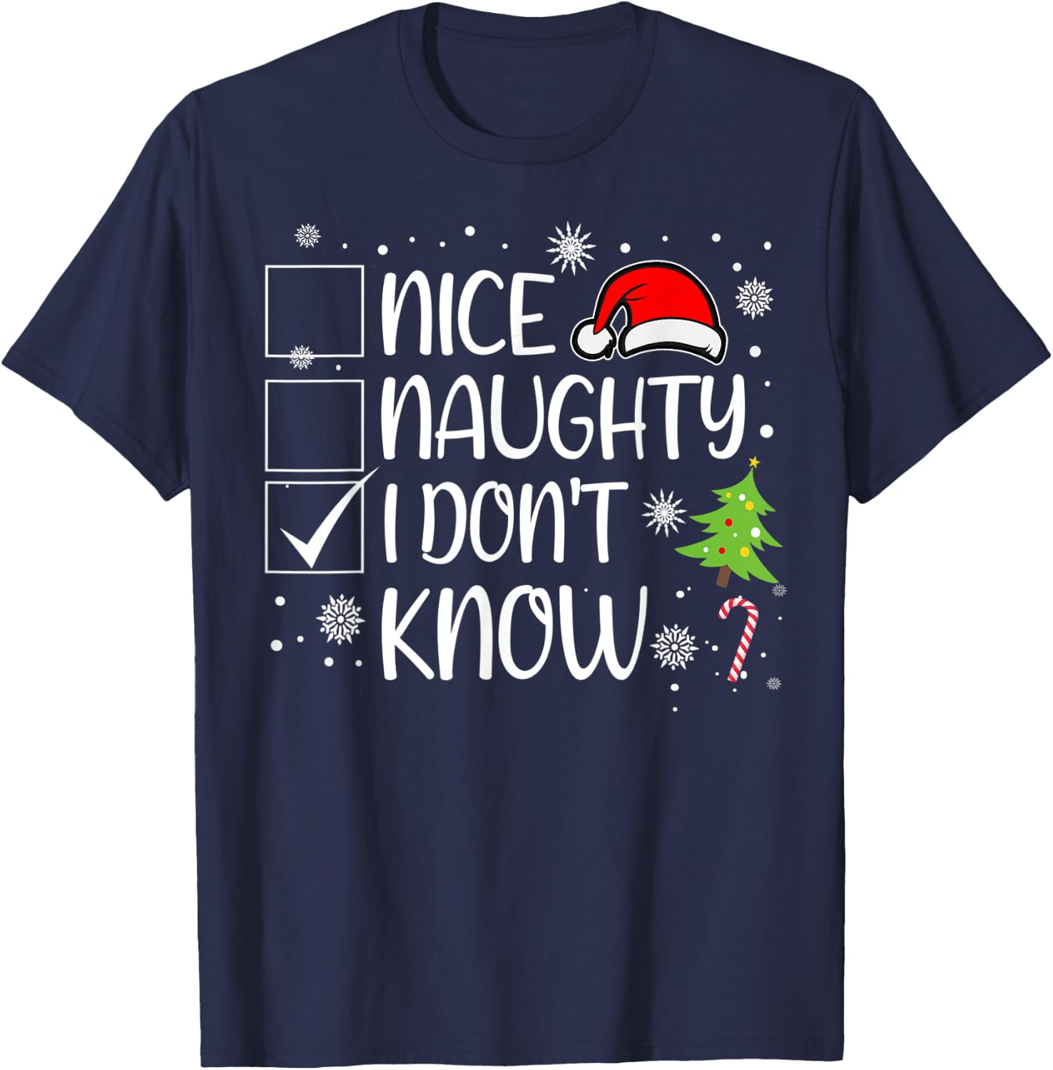 Nice Naughty I Don't Know Christmas Naughty Family Group T-Shirt - T-Shirt | Navy