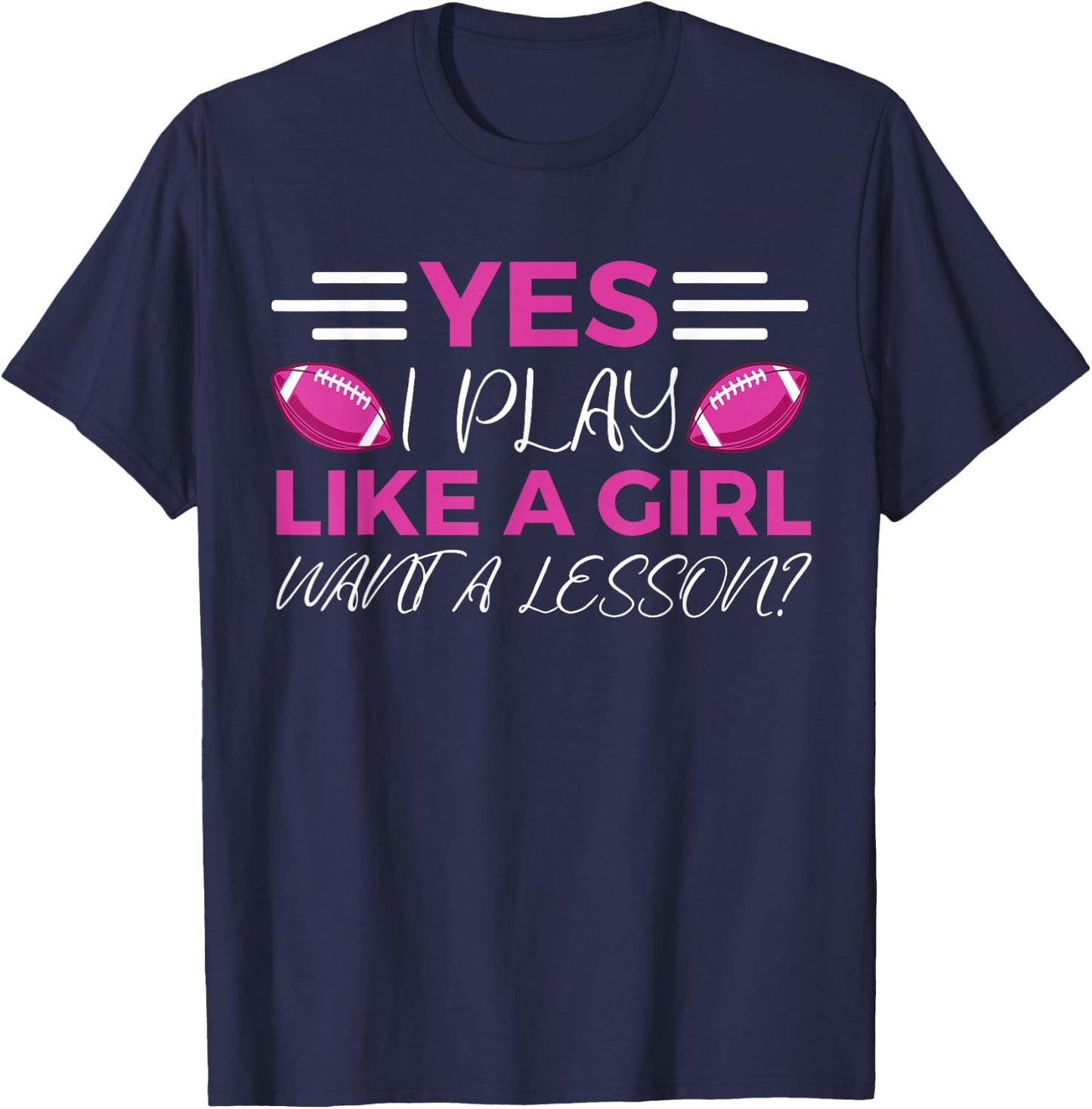Funny Flag Football Girl T-Shirt - T-Shirt | Navy