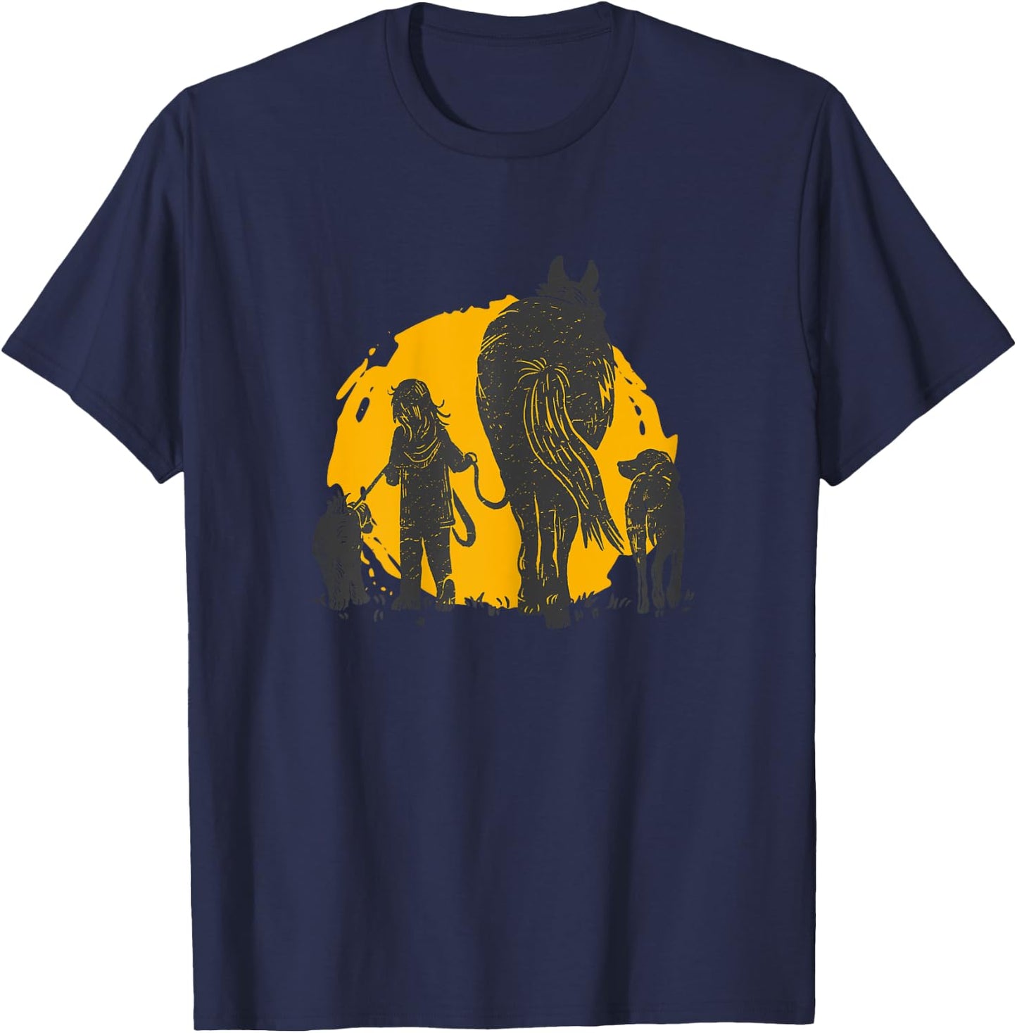Horseback Riding Equestrian Horse Girl T-Shirt - T-Shirt | Navy