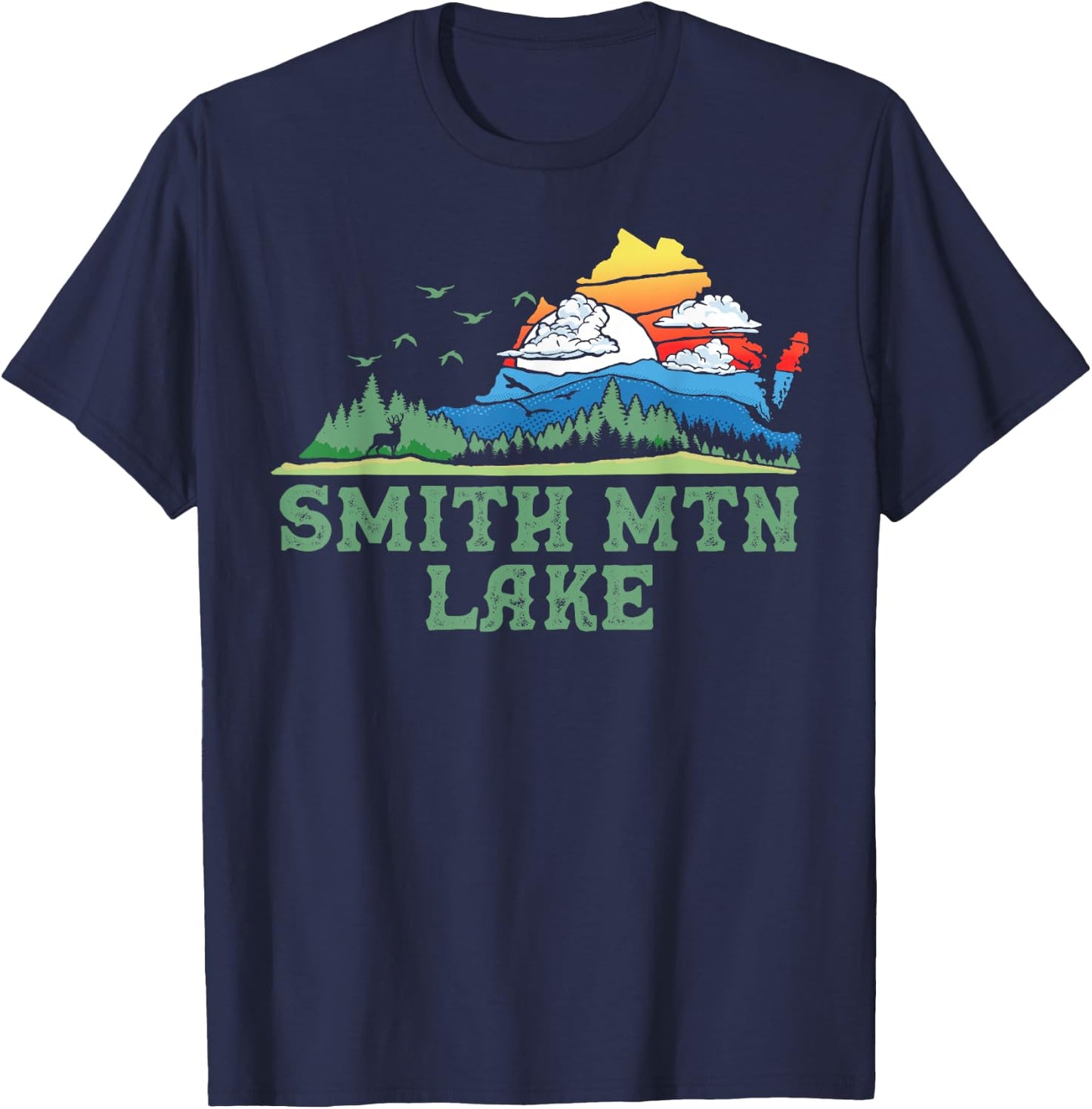 Smith Mountain Lake Virginia Franklin County Outdoors T-Shirt - T-Shirt | Navy