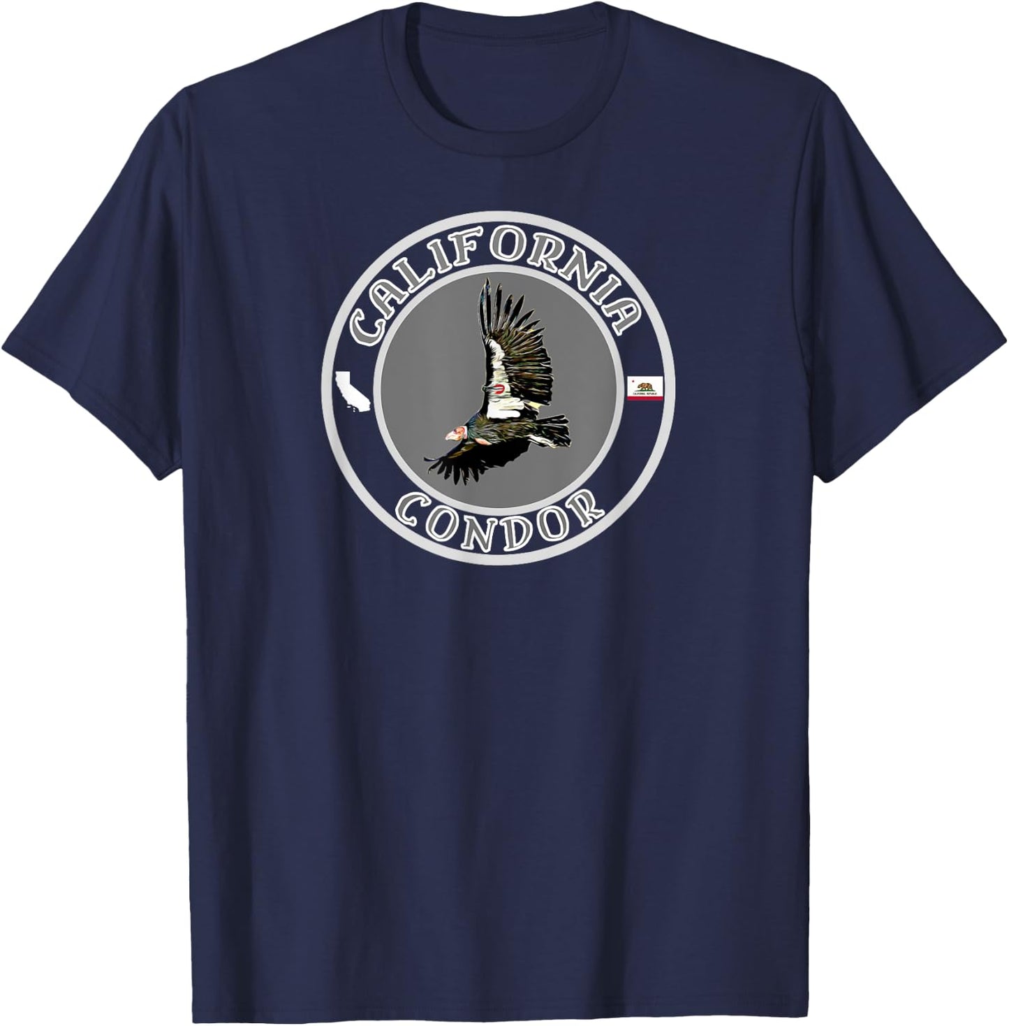 Mojave Trading Post California Condor , -Adults, -Kids, Black, Small, Short Sleeve, Classic Fit, Cotton, Polyester T-Shirt - T-Shirt | Navy