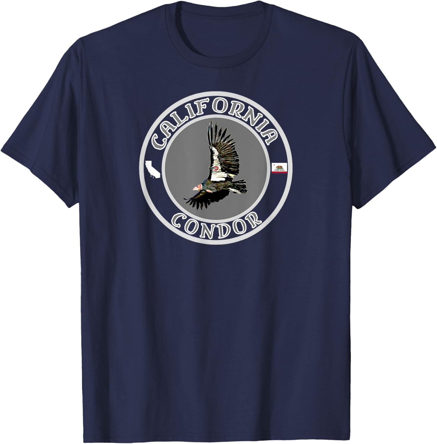 Mojave Trading Post California Condor , -Adults, -Kids, Black, Small, Short Sleeve, Classic Fit, Cotton, Polyester T-Shirt - T-Shirt | Navy