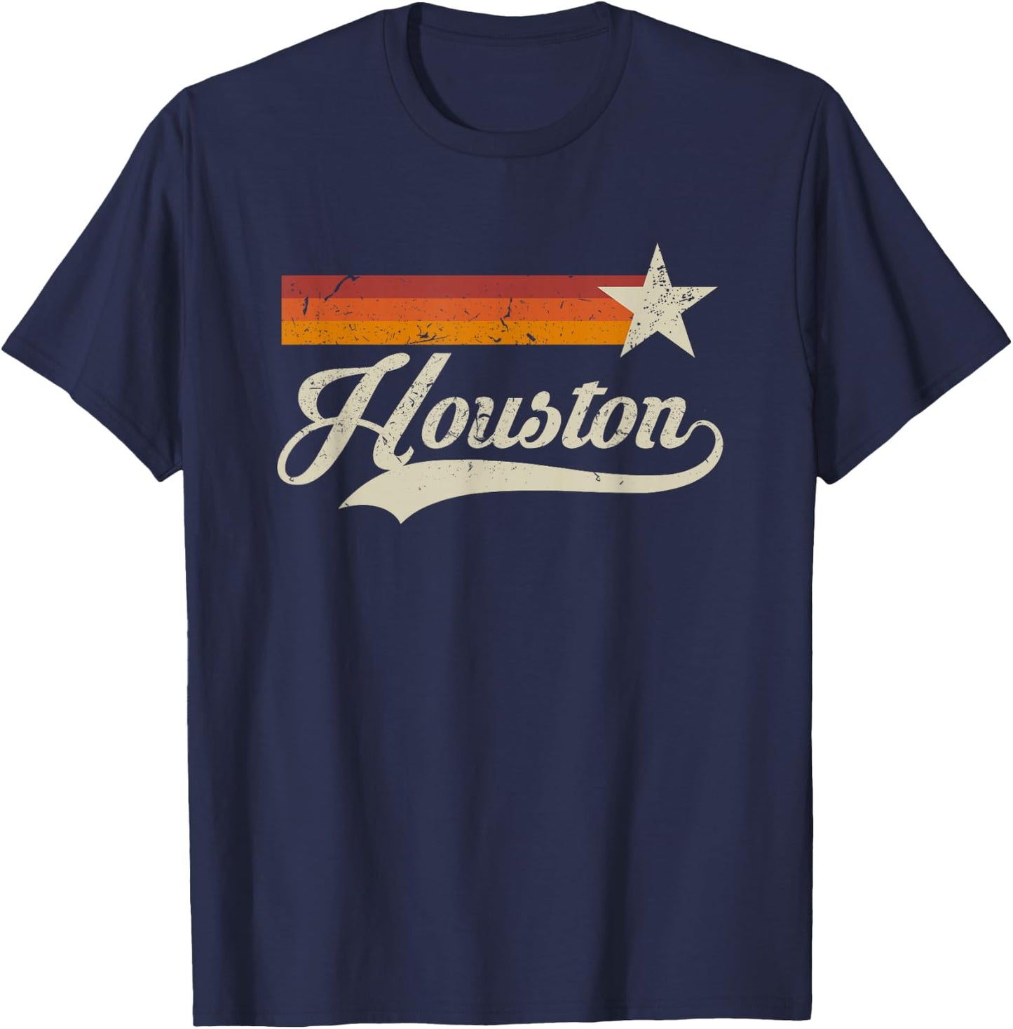 Vintage Houston Texas Houston Baseball Proud T-Shirt - T-Shirt | Navy