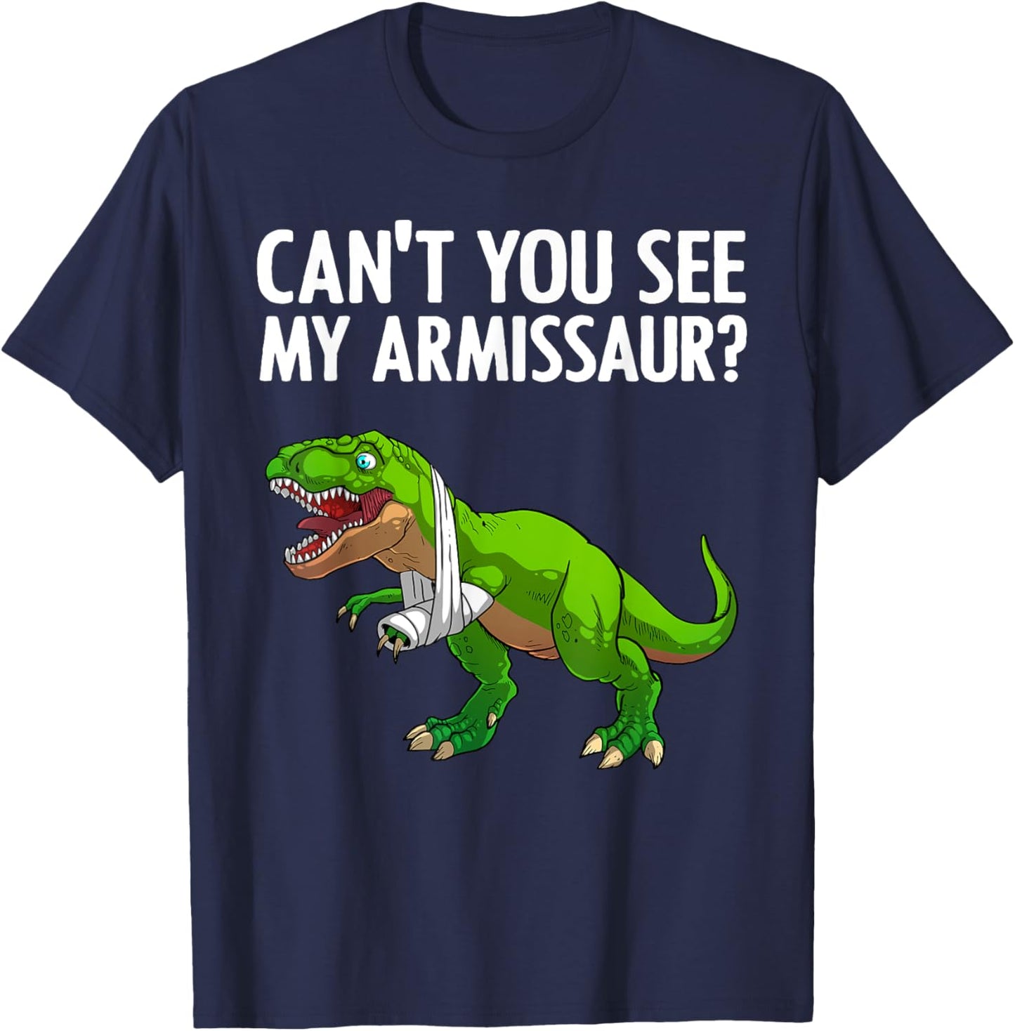 Funny Broken Arm Boy Kids Hand Wrist Injury Dinosaur T-Shirt - T-Shirt | Navy