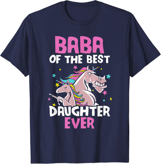 Baba Of The Best Daughter Ever Unicorn Dad Persian Arabic T-Shirt - T-Shirt | Navy