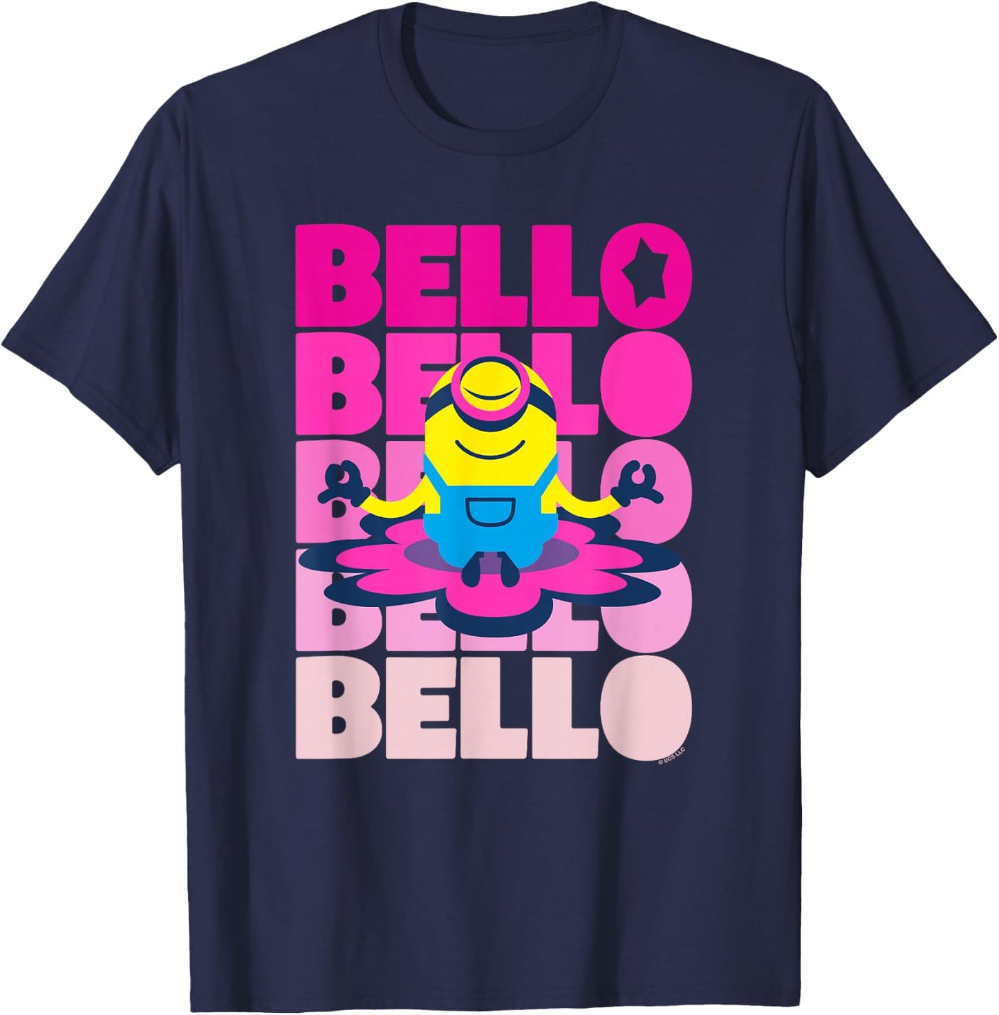 Minions Stuart Bello Meditation Text Stack T-Shirt - T-Shirt | Navy