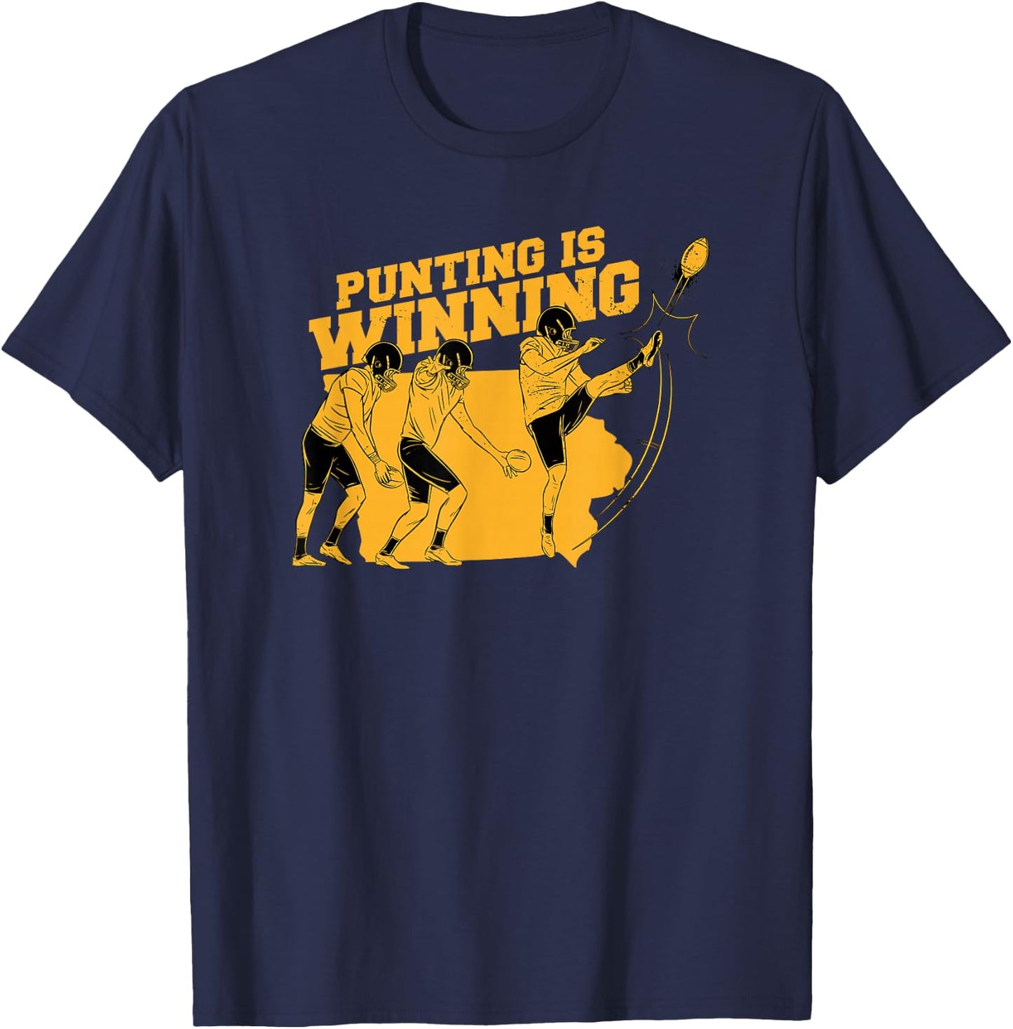 Punting Is Winning Retro Football Punter Funny T-Shirt - T-Shirt | Navy