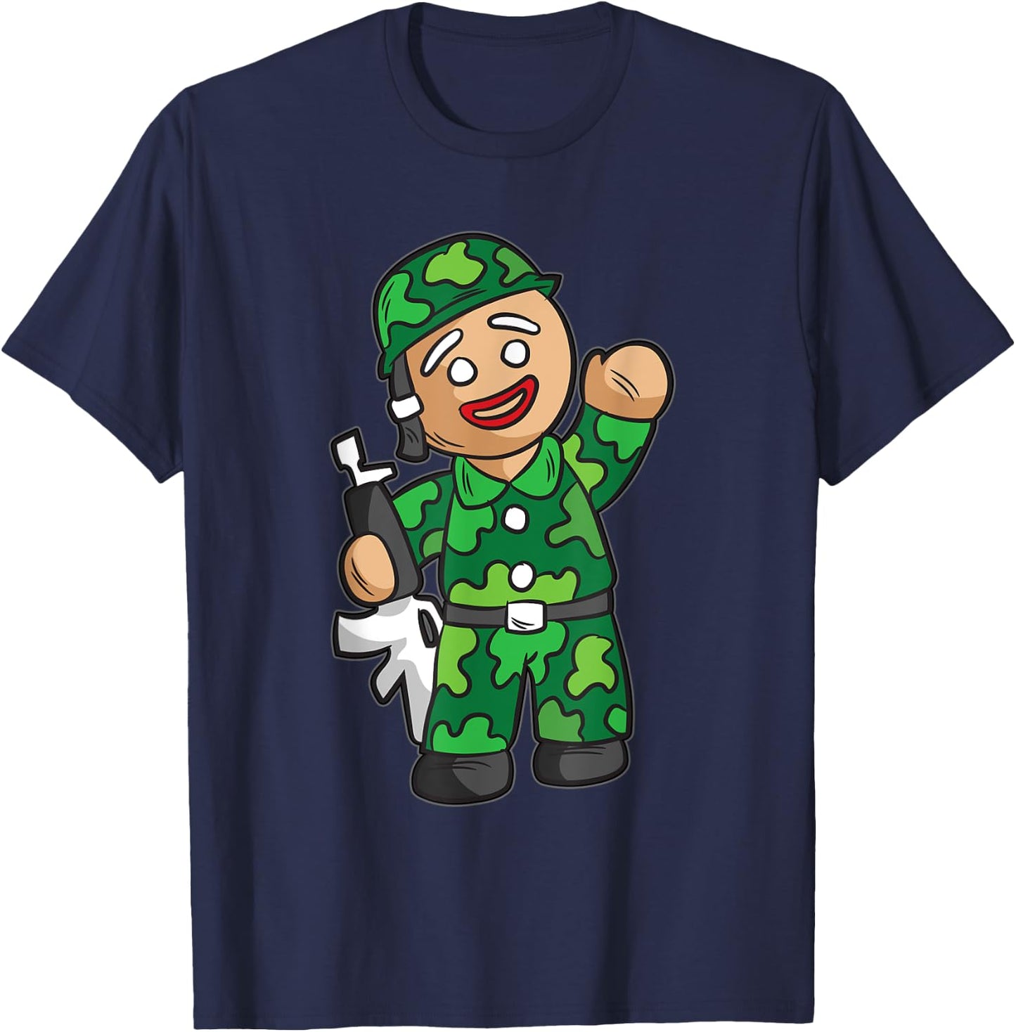 Gingerbread Man U.S Soldier Armistice Day For Kids T-Shirt - T-Shirt | Navy