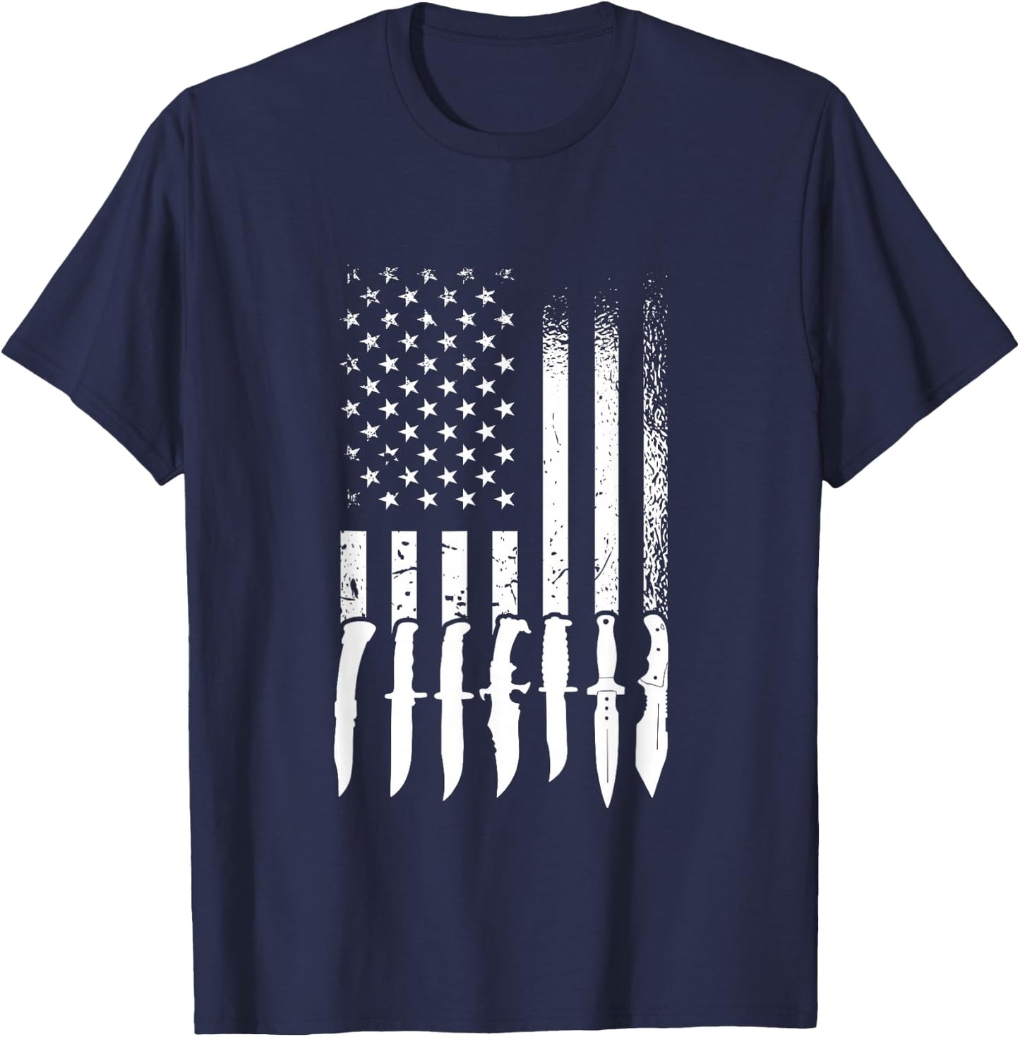 US Flag Knife Enthusiast, Knife Collection T-Shirt - T-Shirt | Navy