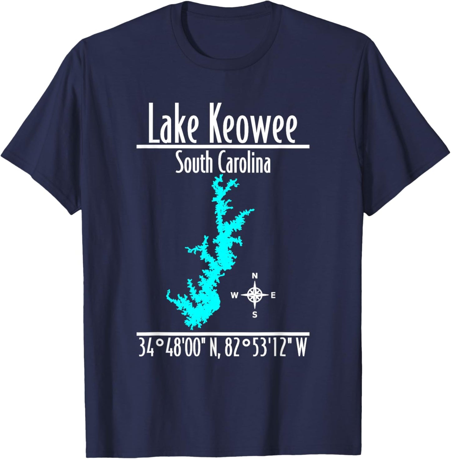 Modern Lake Keowee - South Carolina T-Shirt - T-Shirt | Navy