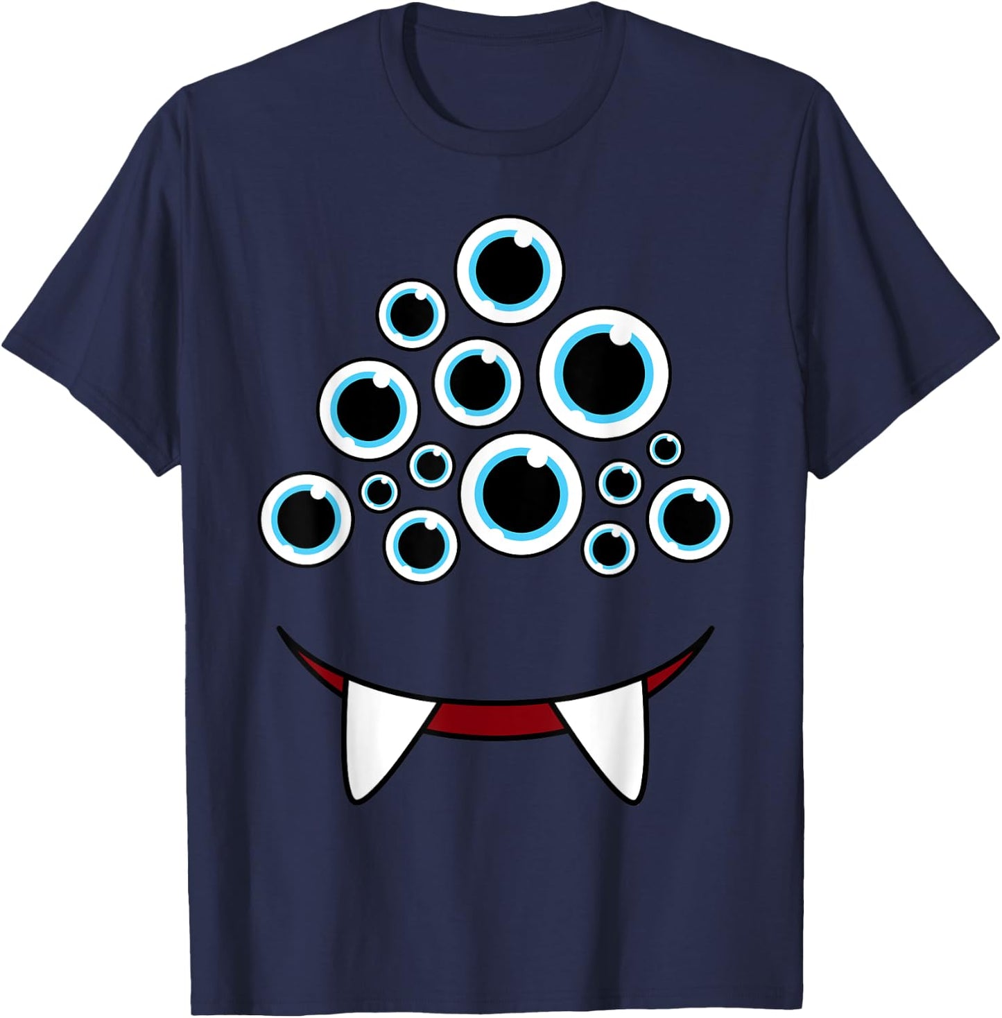 Funny Scary Monster Face Eyeballs Easy Halloween Costume T-Shirt - T-Shirt | Navy