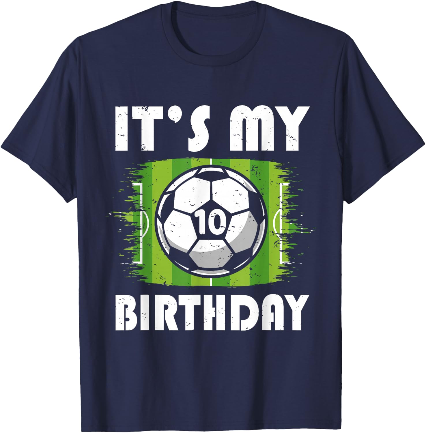 10 Years Old Kids Soccer Player 10th Birthday Boy T-Shirt - T-Shirt | Navy