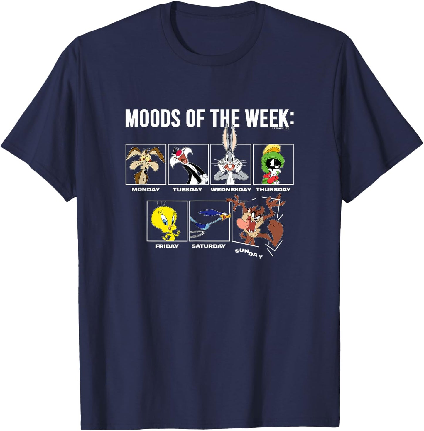 Looney Tunes Moods Of The Week Classic Characters Group Shot T-Shirt - T-Shirt | Navy