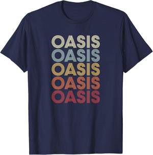 Oasis California Oasis CA Vintage Text T-Shirt - T-Shirt | Navy