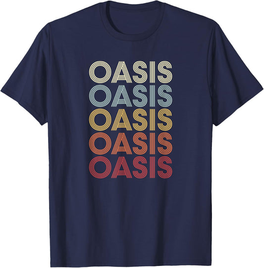 Oasis California Oasis CA Vintage Text T-Shirt - T-Shirt | Navy