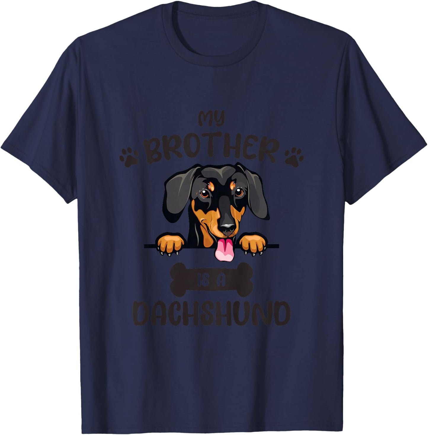 Kids My Brother Is A Dachshund Cute Dog Breed T-Shirt - T-Shirt | Navy