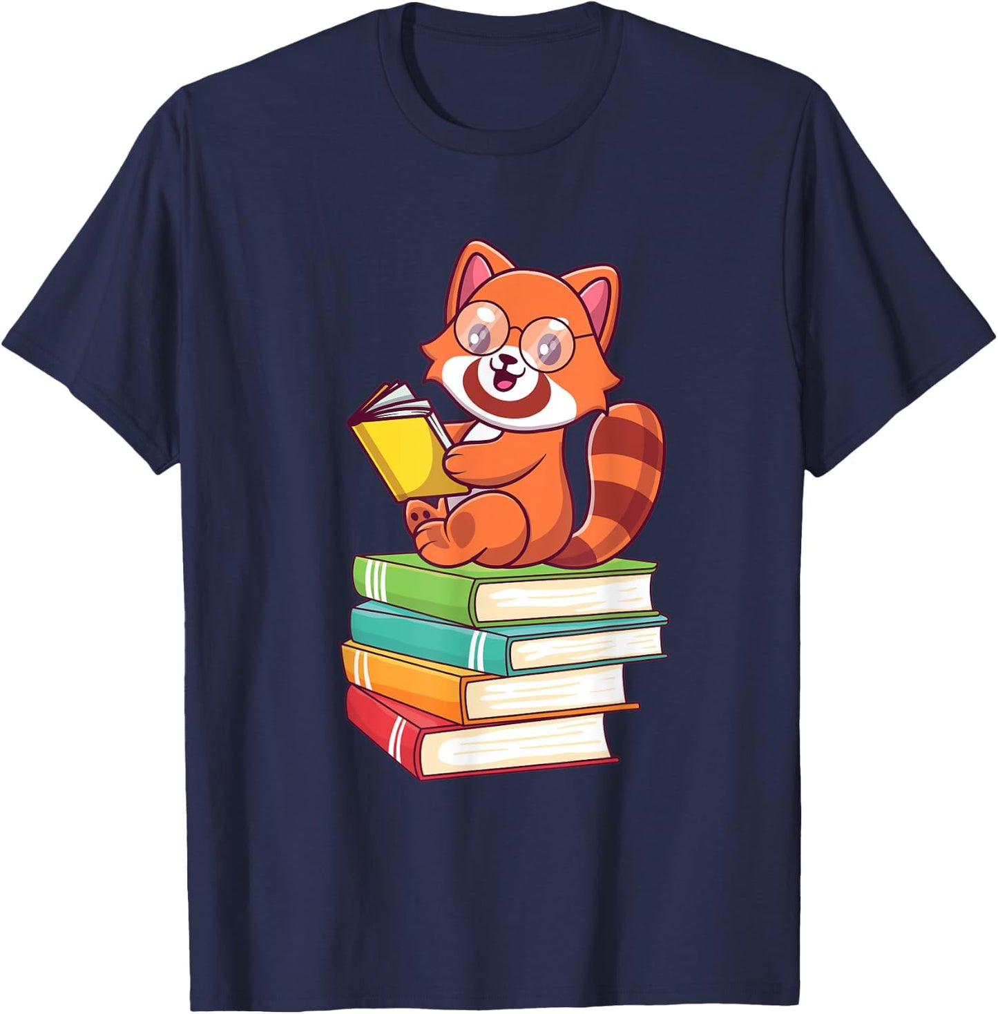 Cute Red Panda Reader Red Pandas Book Lover Bookworm T-Shirt - T-Shirt | Navy