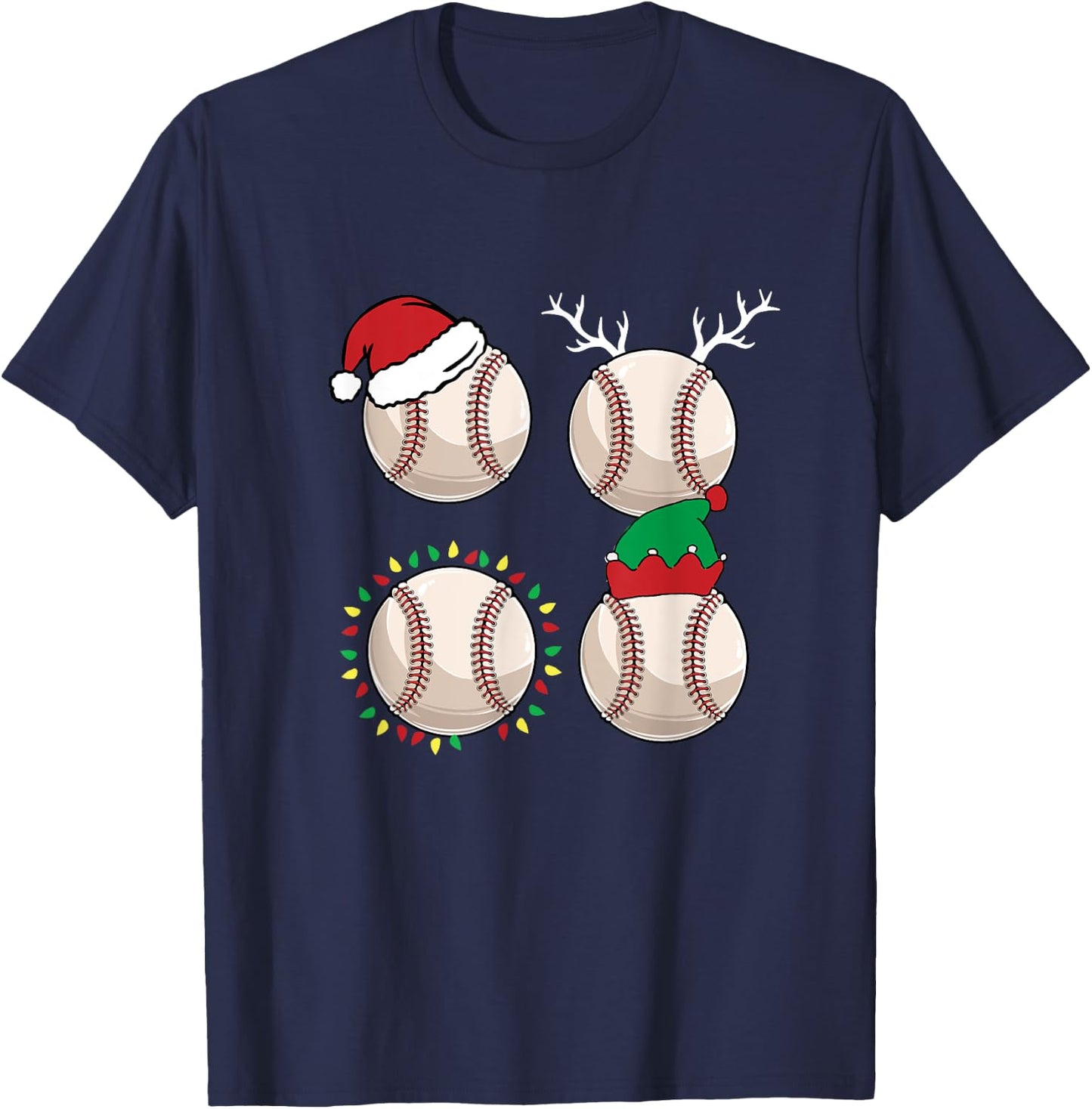 Football Santa Elf Reindeer Christmas Pajama Cool Sport Xmas T-Shirt - T-Shirt | Navy