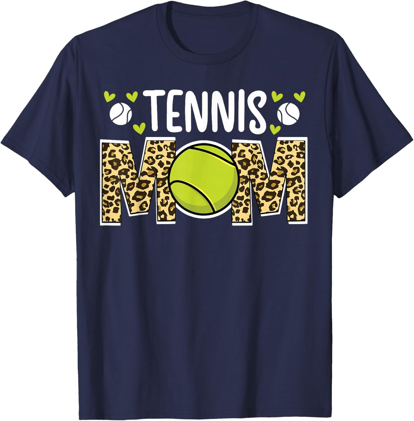 Tennis Mom Of A Tennis Player Mama Leopard Tennis Mother T-Shirt - T-Shirt | Navy