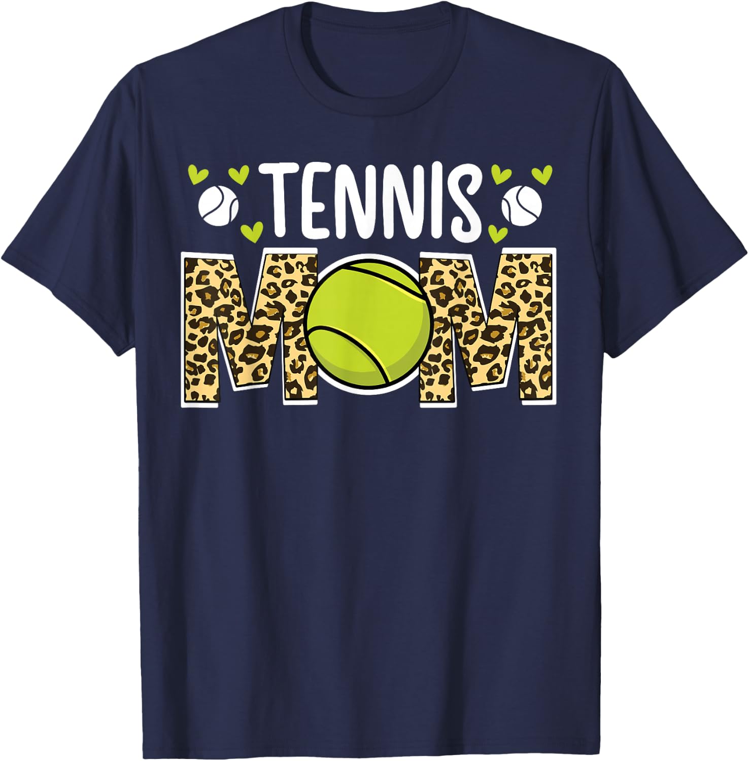 Tennis Mom Of A Tennis Player Mama Leopard Tennis Mother T-Shirt - T-Shirt | Navy