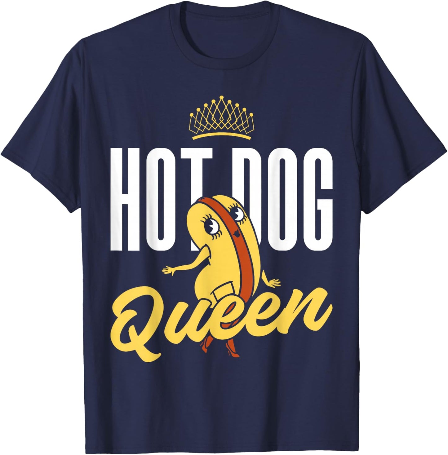 Hot Dog Adult Queen Hot Dog Queen T-Shirt - T-Shirt | Navy