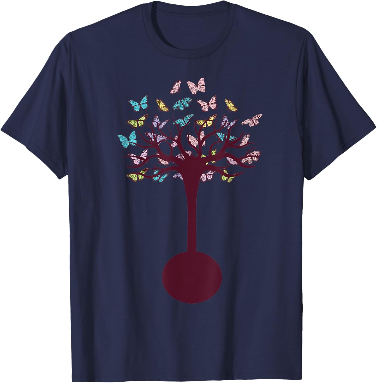 Banjo Tree Folk Music Band Bluegrass Musician Lover T-Shirt - T-Shirt | Navy