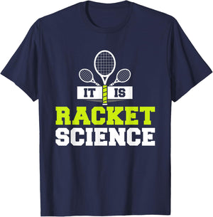 It Is Racket Science Funny Tennis Player Court Game Pun T-Shirt - T-Shirt | Navy