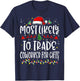 Most Likely to Trade Coworker For Gifts Funny Christmas T-Shirt - T-Shirt | Navy