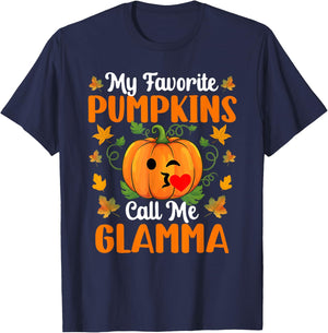 My Favorite Pumpkins Call Me Glamma Shirt Funny Halloween T-Shirt - T-Shirt | Navy