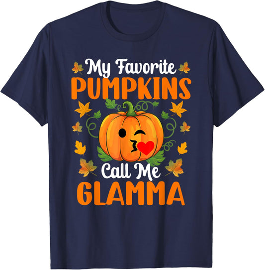 My Favorite Pumpkins Call Me Glamma Shirt Funny Halloween T-Shirt - T-Shirt | Navy