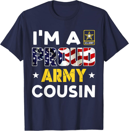I'm a Proud Army COUSIN USA American Flag Family Solider T-Shirt - T-Shirt | Navy