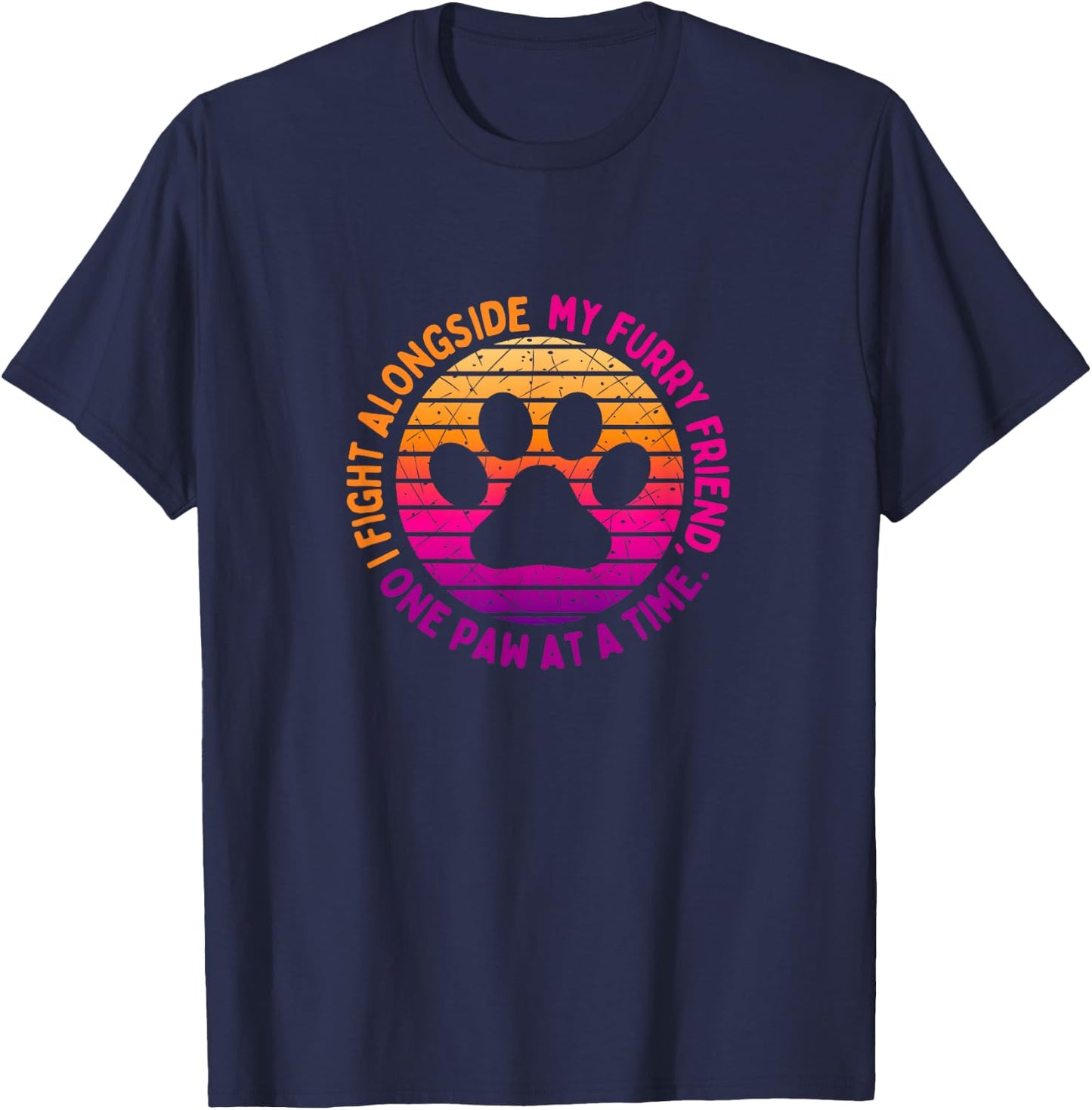 Dog Cancer Awareness Prevention Fighting the Battle Love Paw Men Women Kids T-Shirt - T-Shirt | Navy
