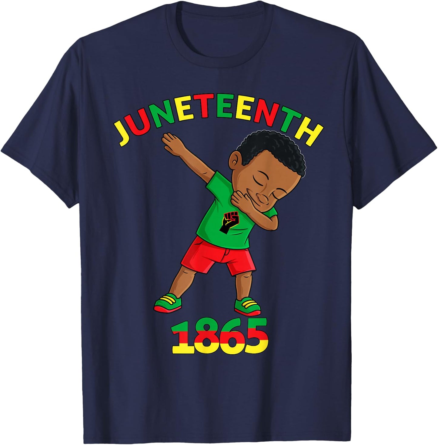 Dabbing Black King Juneteenth Melanin Brown Skin Boys Dab T-Shirt - T-Shirt | Navy