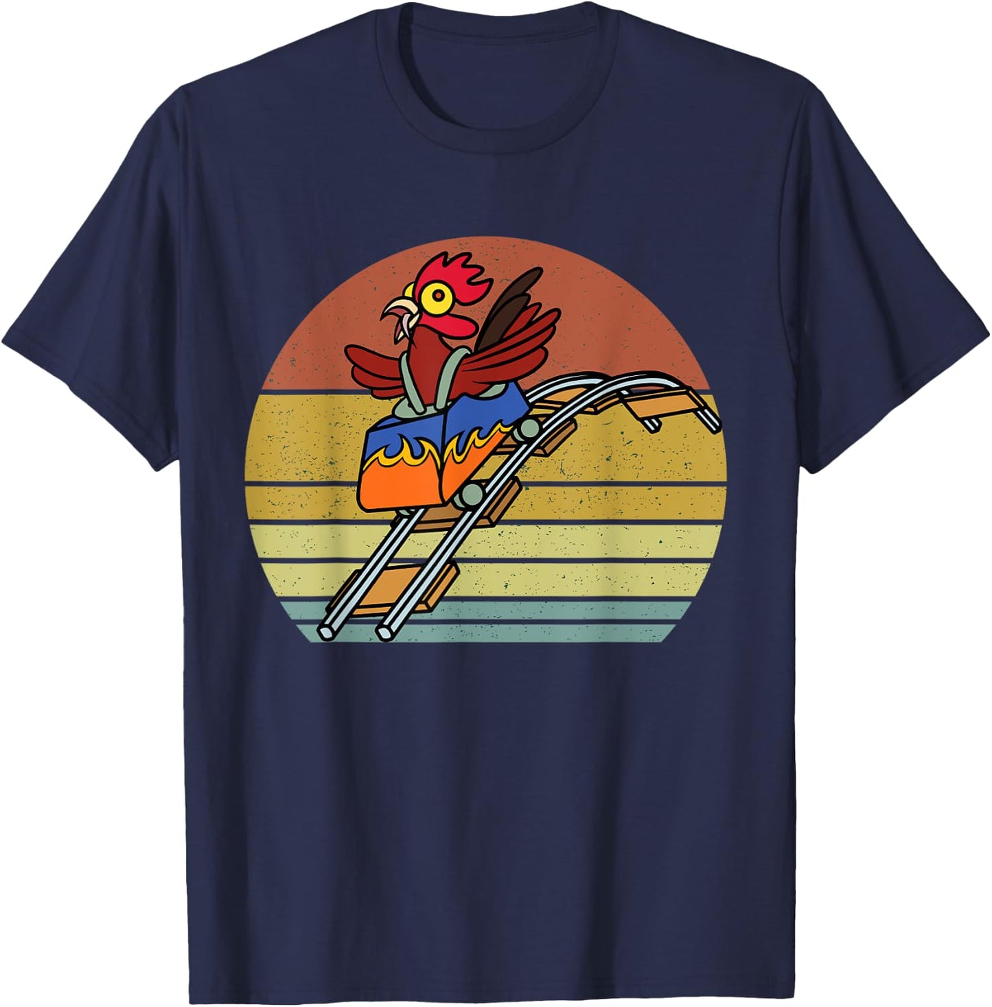 Roller Coaster Chicken Theme Amusement Park Enthusiast funny T-Shirt - T-Shirt | Navy