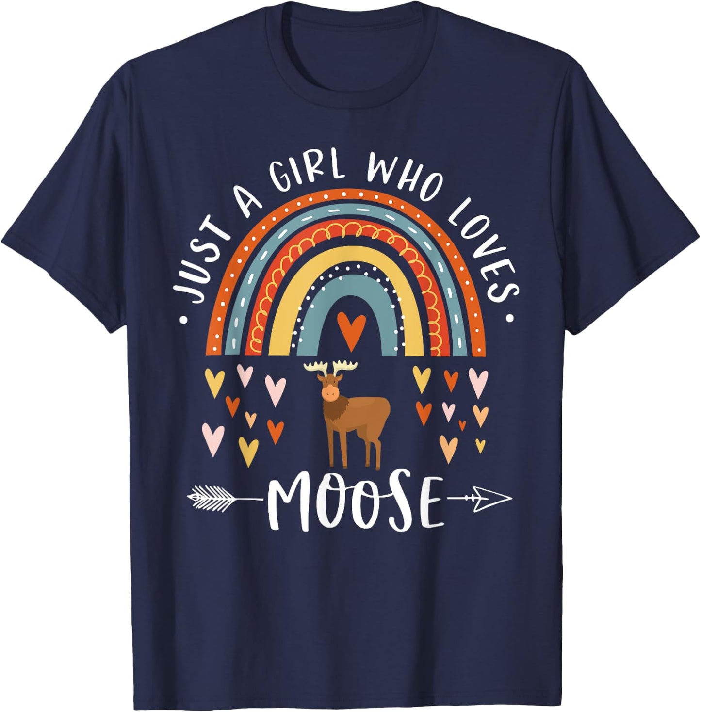 Just A Girl Who Loves Moose Rainbow Gifts For Moose Lover T-Shirt - T-Shirt | Navy