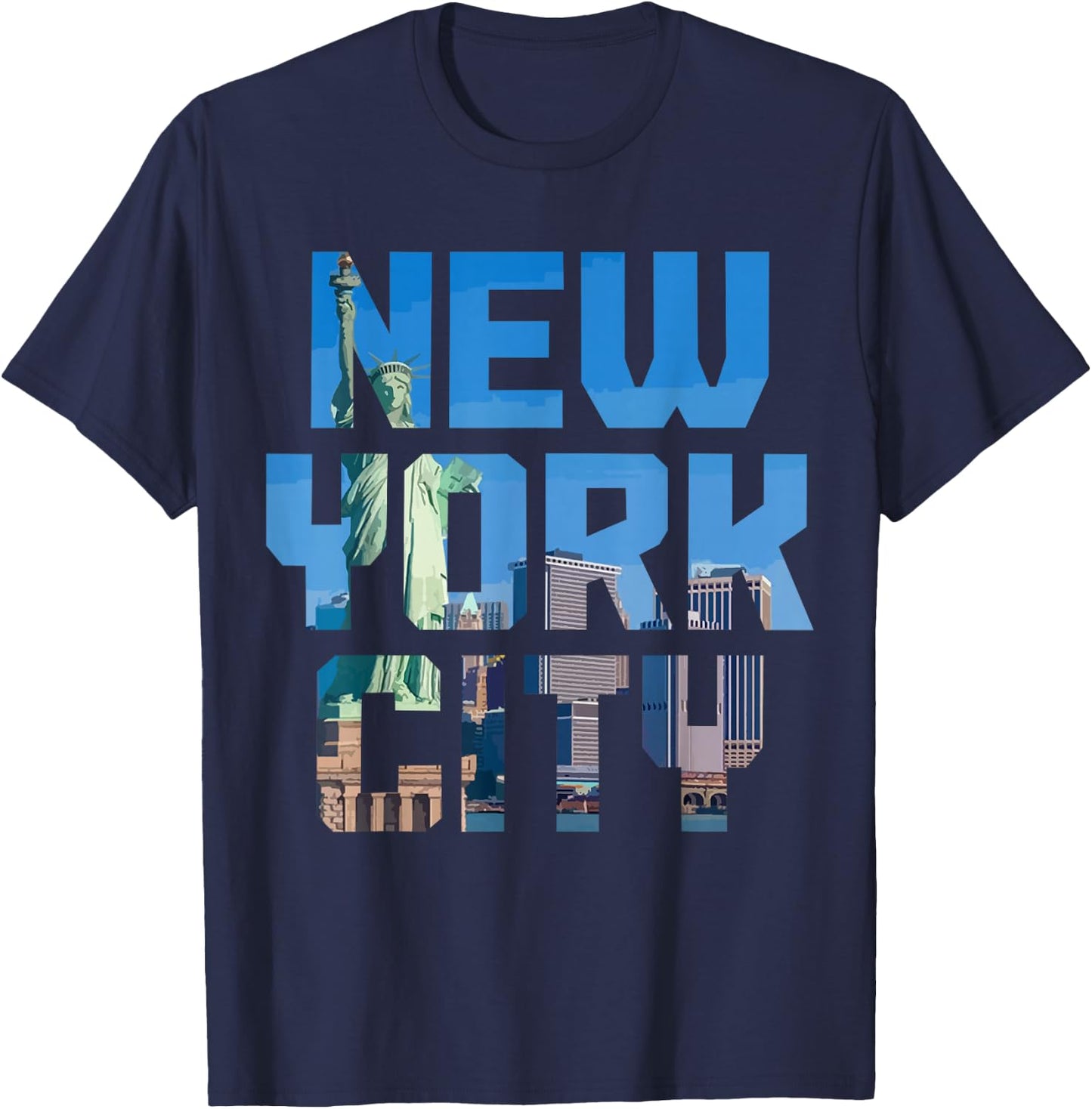 New York City NYC NY Skyline Souvenir Vintage T-Shirt - T-Shirt | Navy