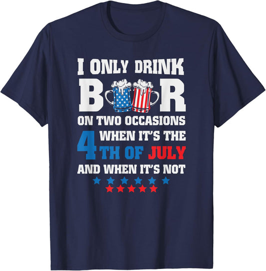 Funny 4th of July-Beer Loving Dad Drinking Gift Men USA Flag T-Shirt - T-Shirt | Navy