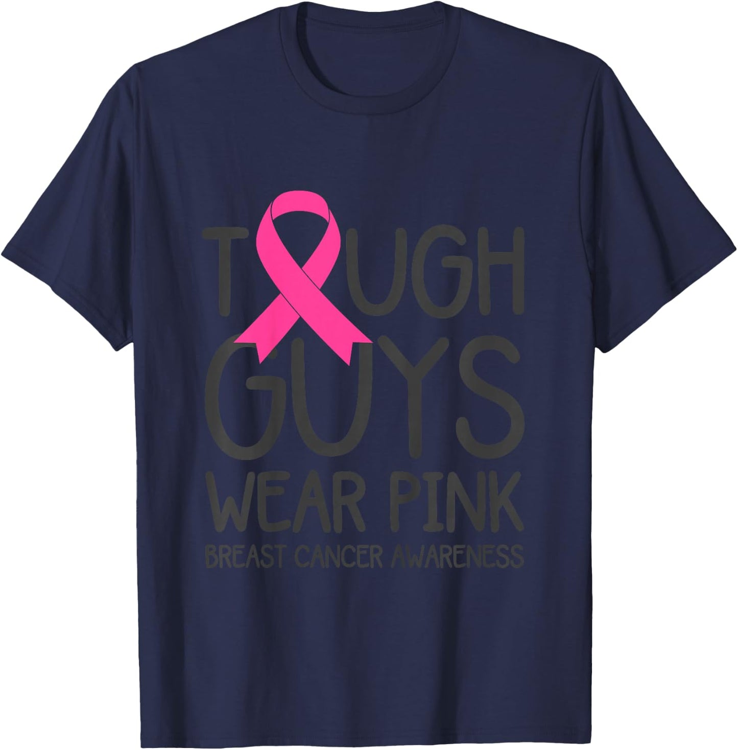 Kids Toddler Boys Breast Cancer Awareness Pink Ribbon Funny T-Shirt - T-Shirt | Navy