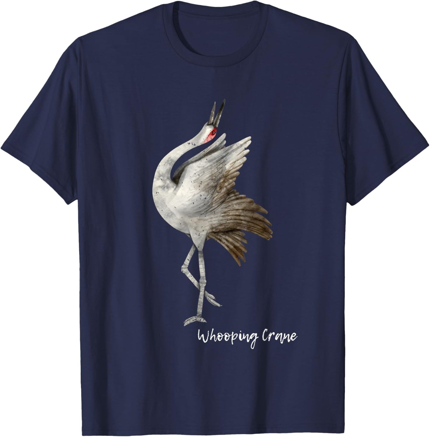 Whooping Crane Graphic Wildlife Bird Watching T-Shirt - T-Shirt | Navy