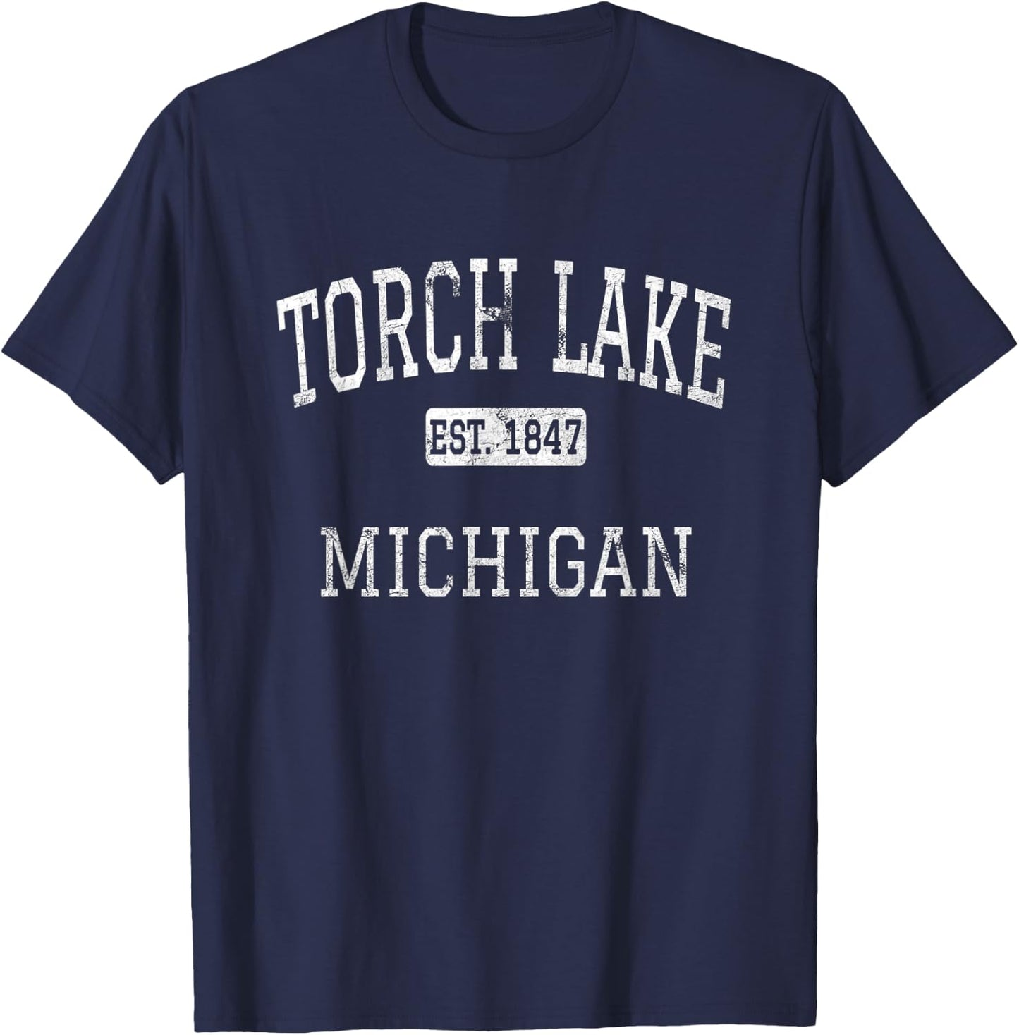 Torch Lake Michigan MI Vintage T-Shirt - T-Shirt | Navy