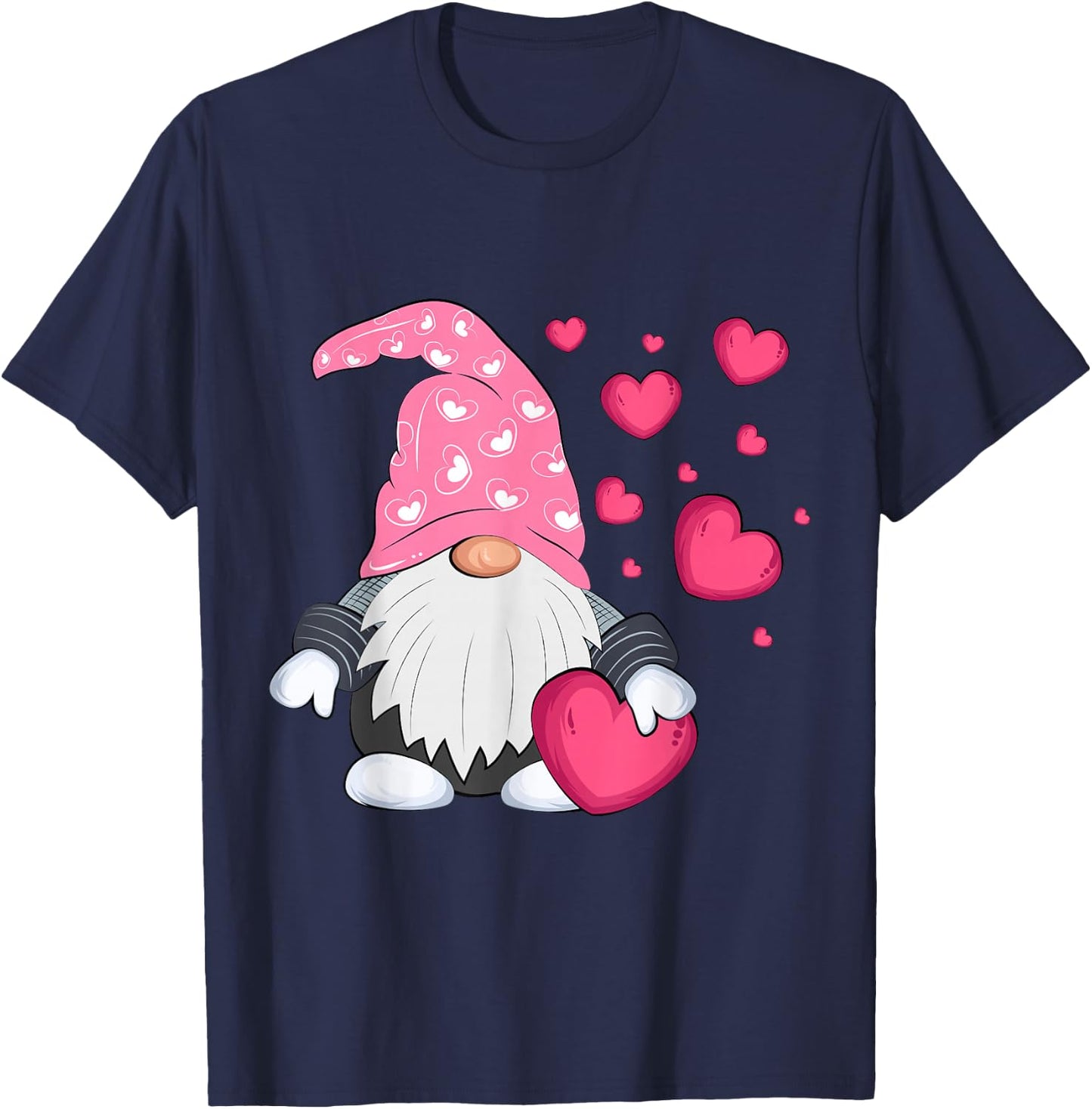 Cute Valentine Gnome Holding Heart Balloon Peace Love T-Shirt - T-Shirt | Navy