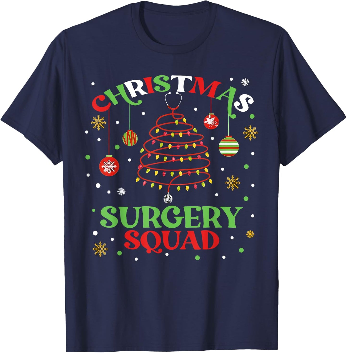 Christmas Surgery Squad Medical Surgical Nurse RN Xmas T-Shirt - T-Shirt | Navy