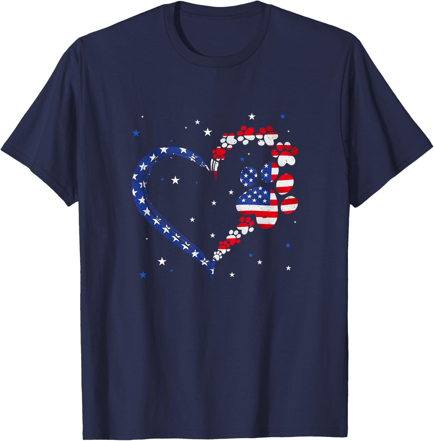 American Flag Patriotic Dog Cat 4Th Of July T-Shirt - T-Shirt | Navy