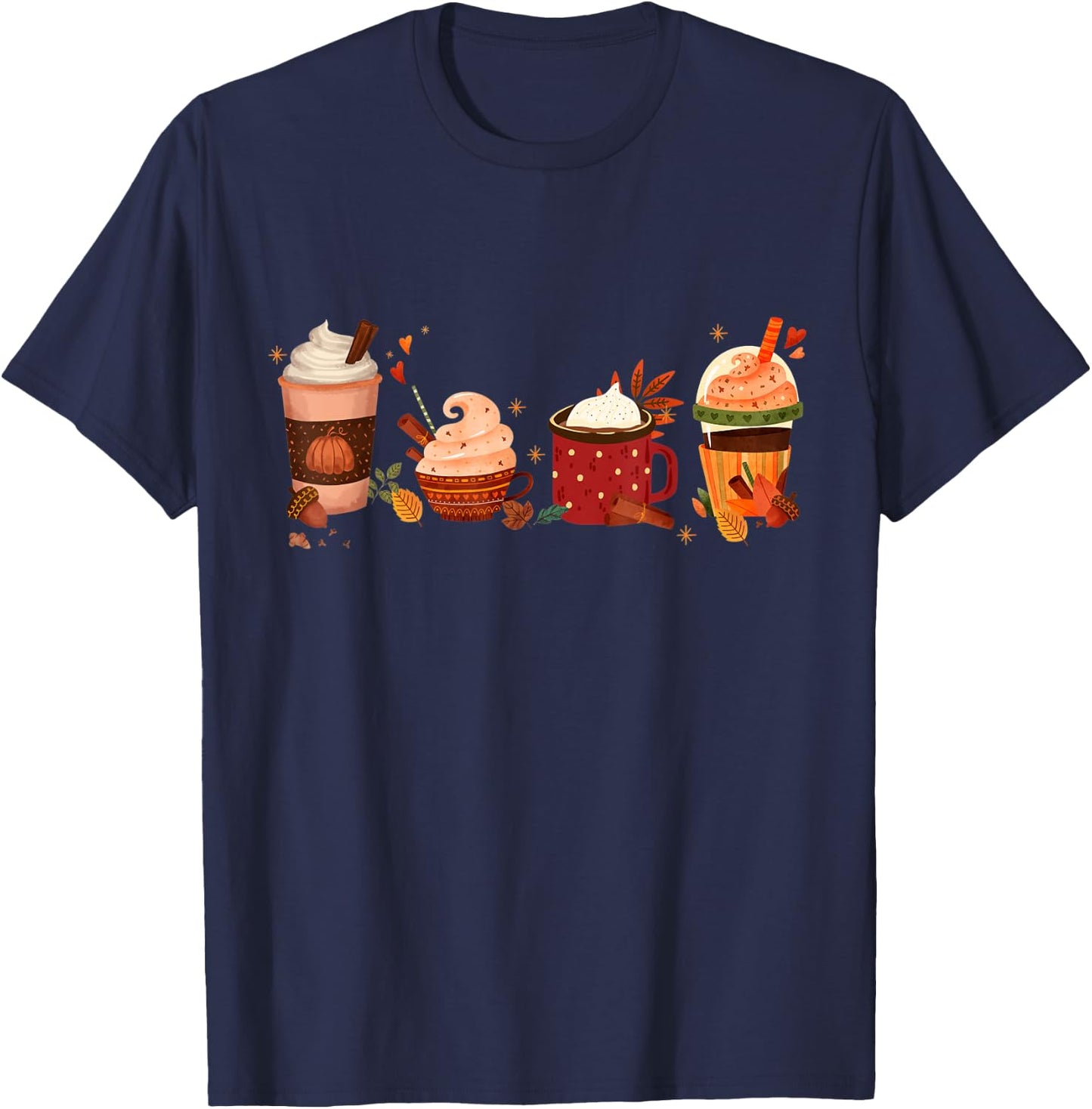 Pumpkin Spice Latte, Fall Coffee, Pumpkin Spice Thanksgiving T-Shirt - T-Shirt | Navy