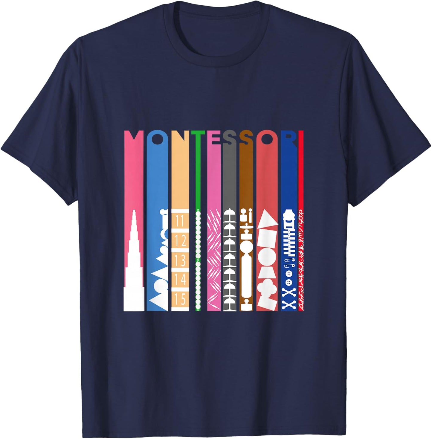 Montessori Colors T-Shirt - T-Shirt | Navy