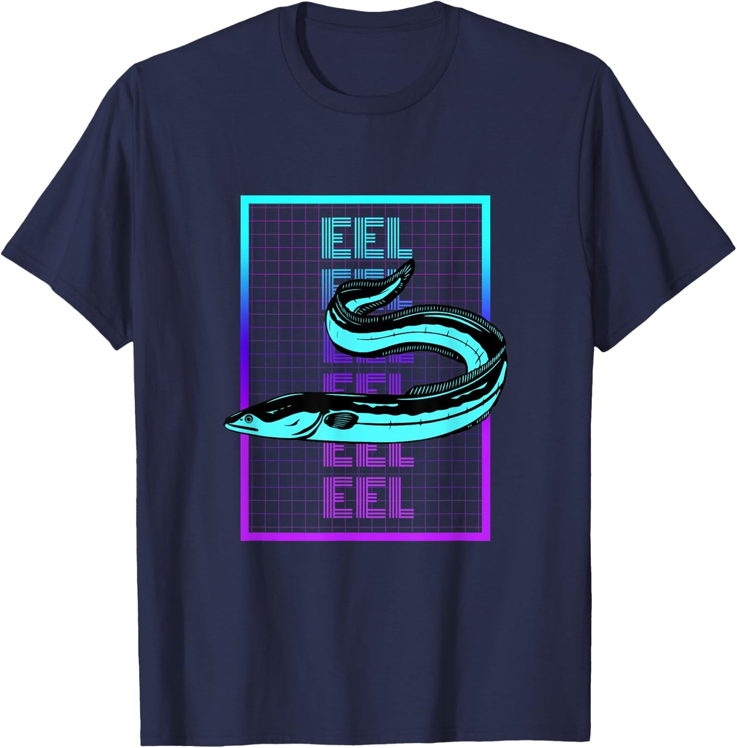 Vintage Eel Gifts Eel Fish Retro - Women's Classic Fit Black Graphic - Small - Short Sleeve - -Adults T-Shirt - T-Shirt | Navy