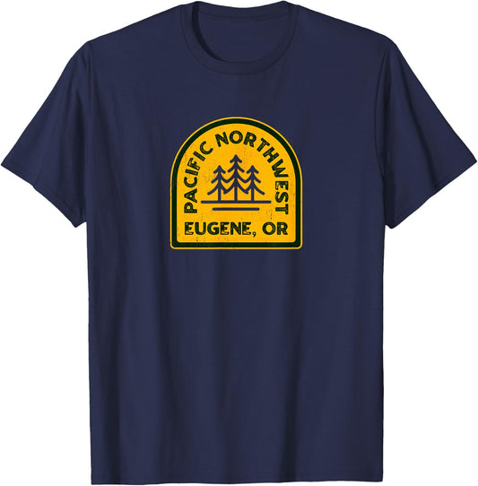 Vintage Eugene Oregon PNW Pacific Northwest T-Shirt - T-Shirt | Navy