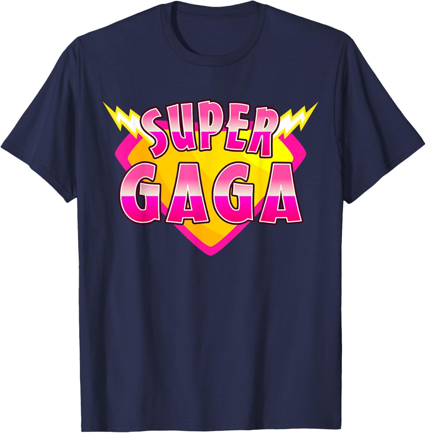 Super Gaga Superhero Grandmother Comic Book Family Matching T-Shirt - T-Shirt | Navy