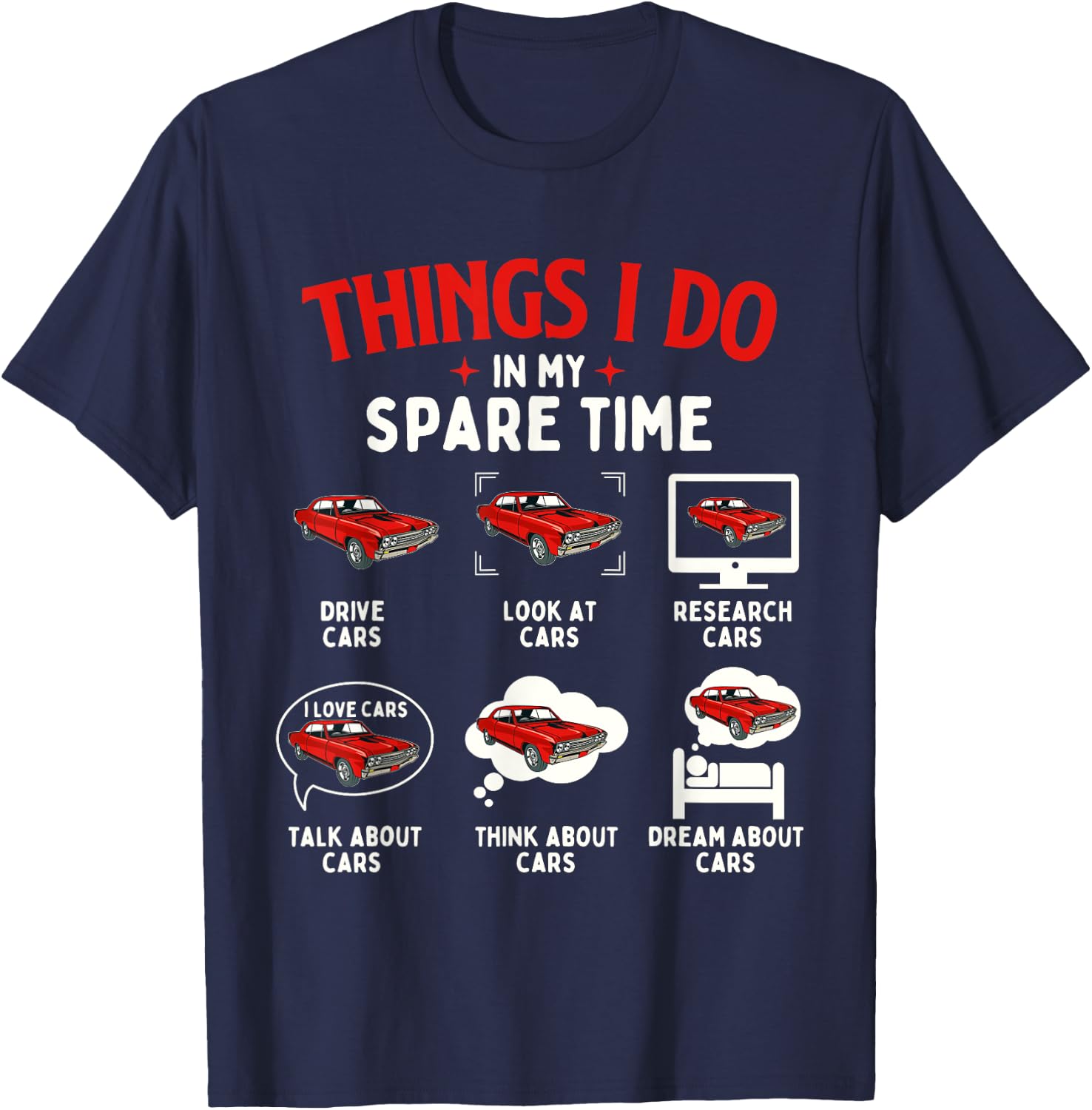 Things I Do In My Spare Time - Car Lover Engine Mechanic T-Shirt - T-Shirt | Navy