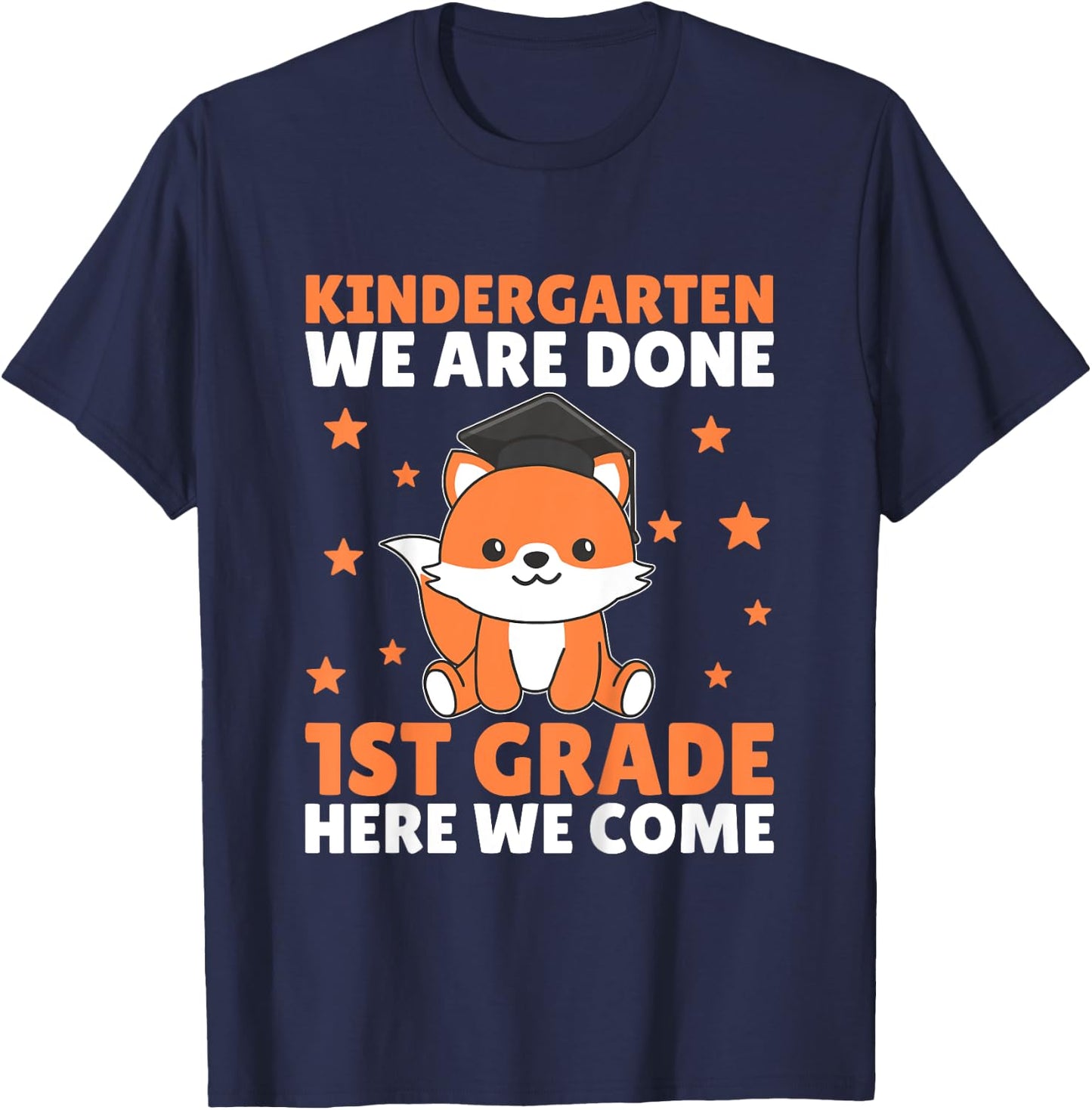 Kids Kids Kindergarten Graduate Fox Graduation T-Shirt - T-Shirt | Navy